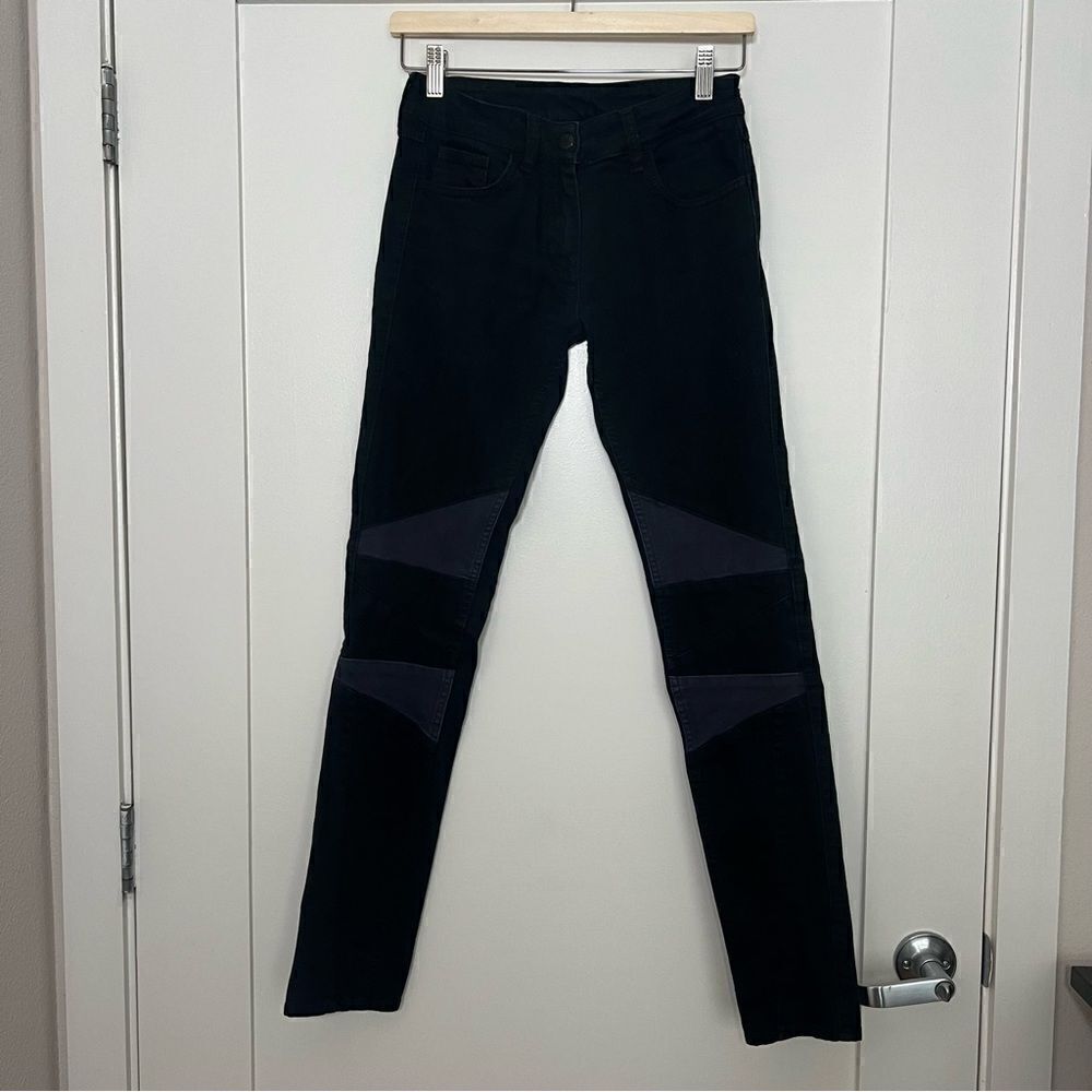 Sandro Jeans Womens Size 36 (4 US) Black Skinny Knee Patches Moto Style Cotton